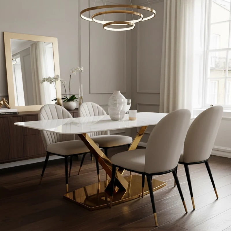 Modern Dining Table with Gold Legs in a pent house