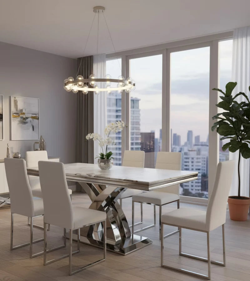Dining table with marble top in uk home