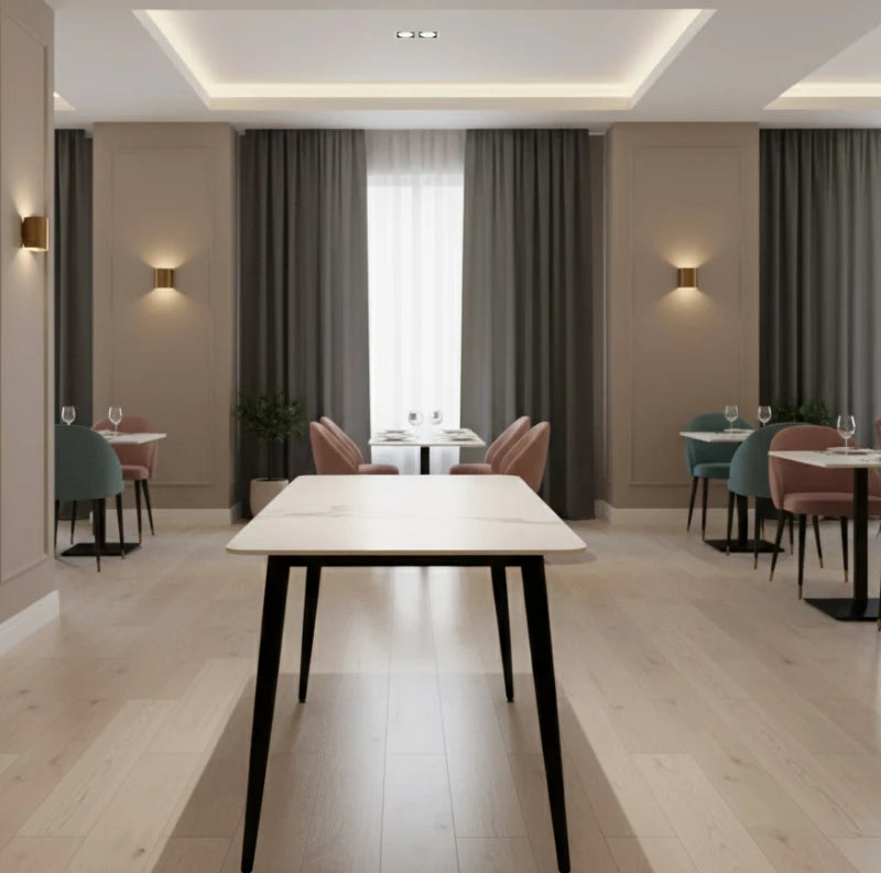 Dining table with Black Legs in pent house