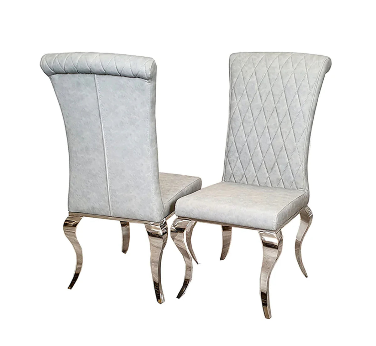 Pair Of 2 Nicole Light Grey Pu Leather Chair 2