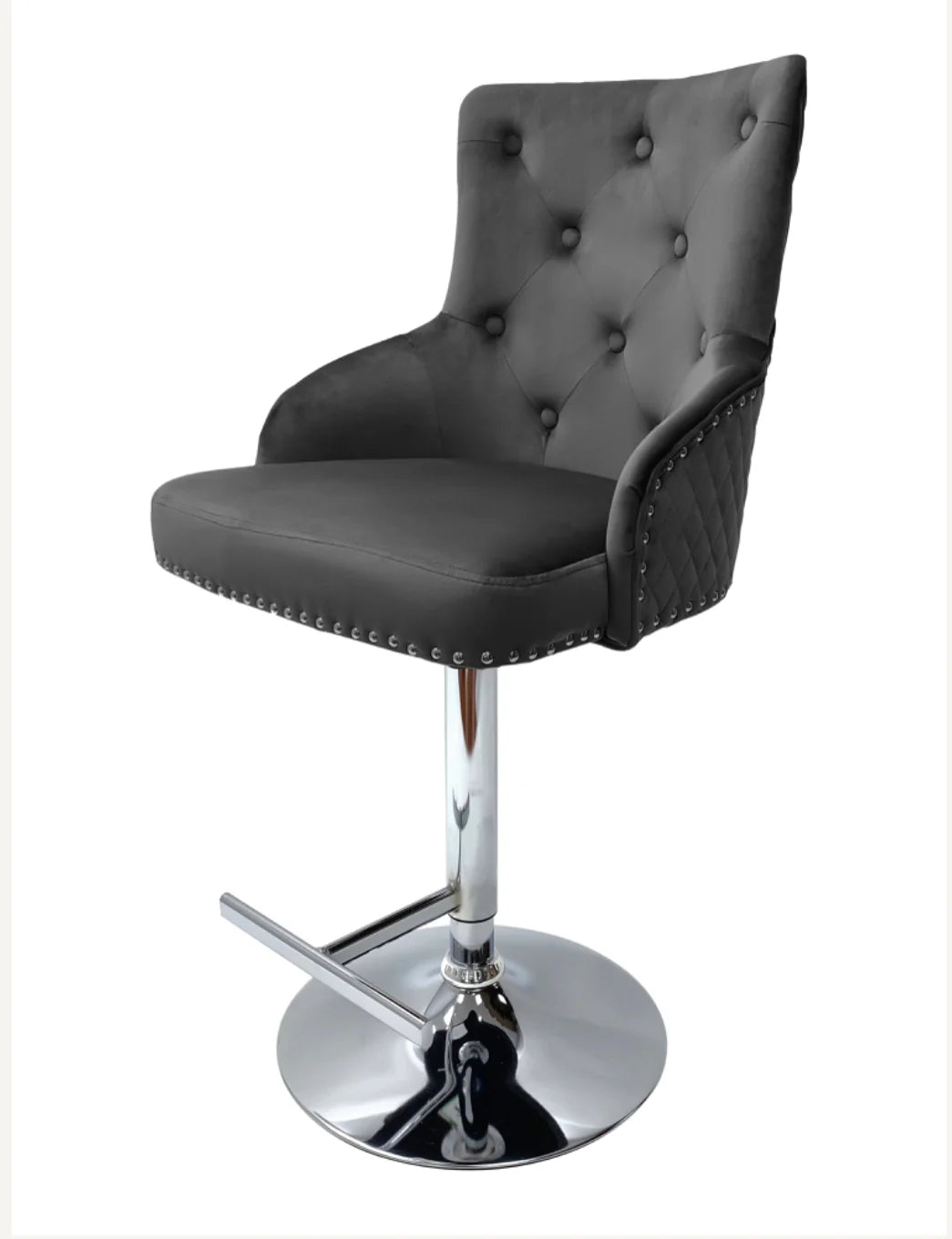 Leather Bar Stool with Knocker – Dark Grey 2