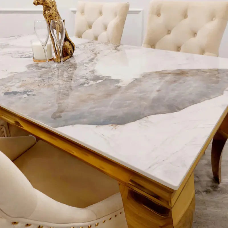 Louis dining table – white and grey marble top (3)
