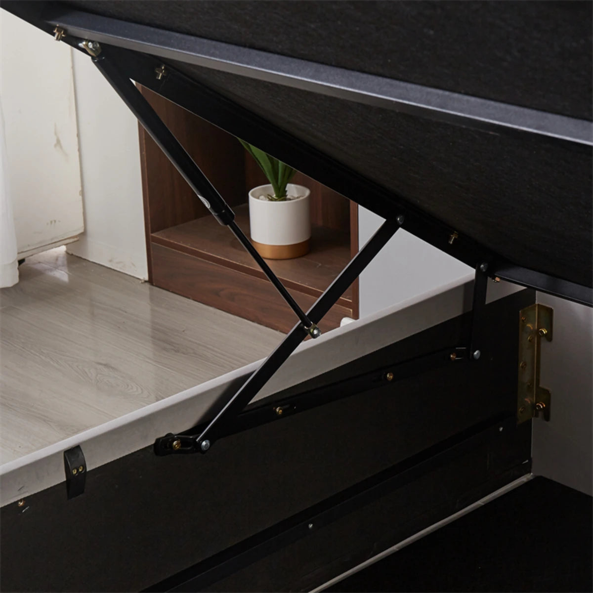 cream double ottoman bed