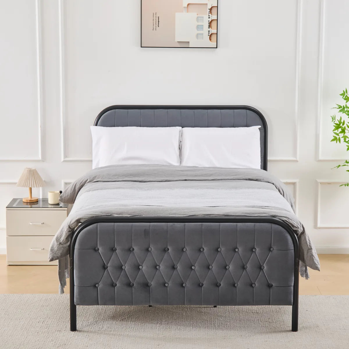 black metal bed frames