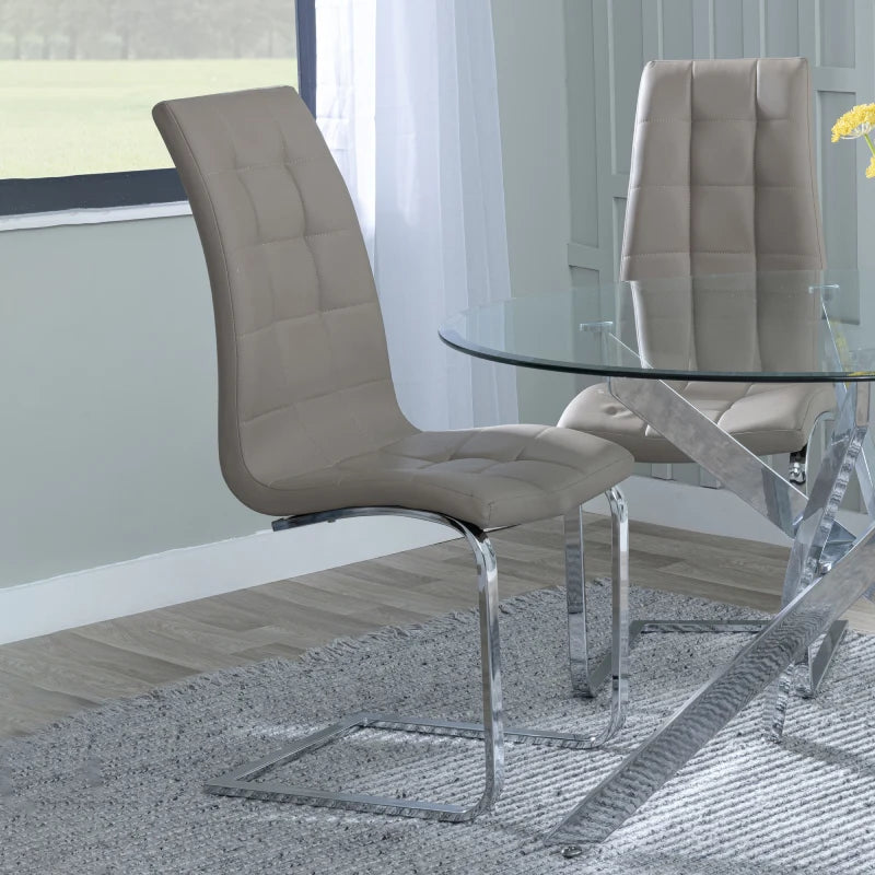 dining chairs with chrome legs beige