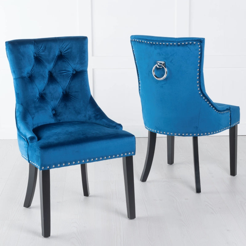 Blue Dining Chair With Black Legs