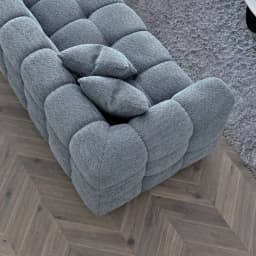 boucle sofa in iron tone