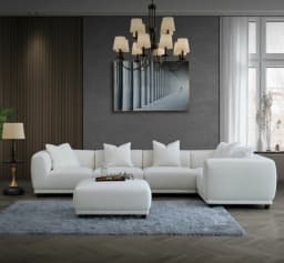 nice white corner sofa with footstool