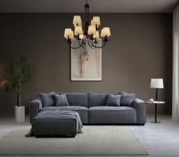 charcoal grey sofa set in a living room
