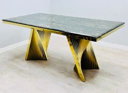 A picture of marble gold dining table