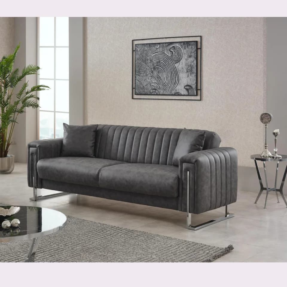 Grey Suede Sofa
