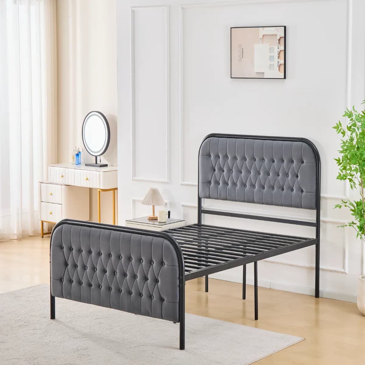 Black metal Double Bed Frame