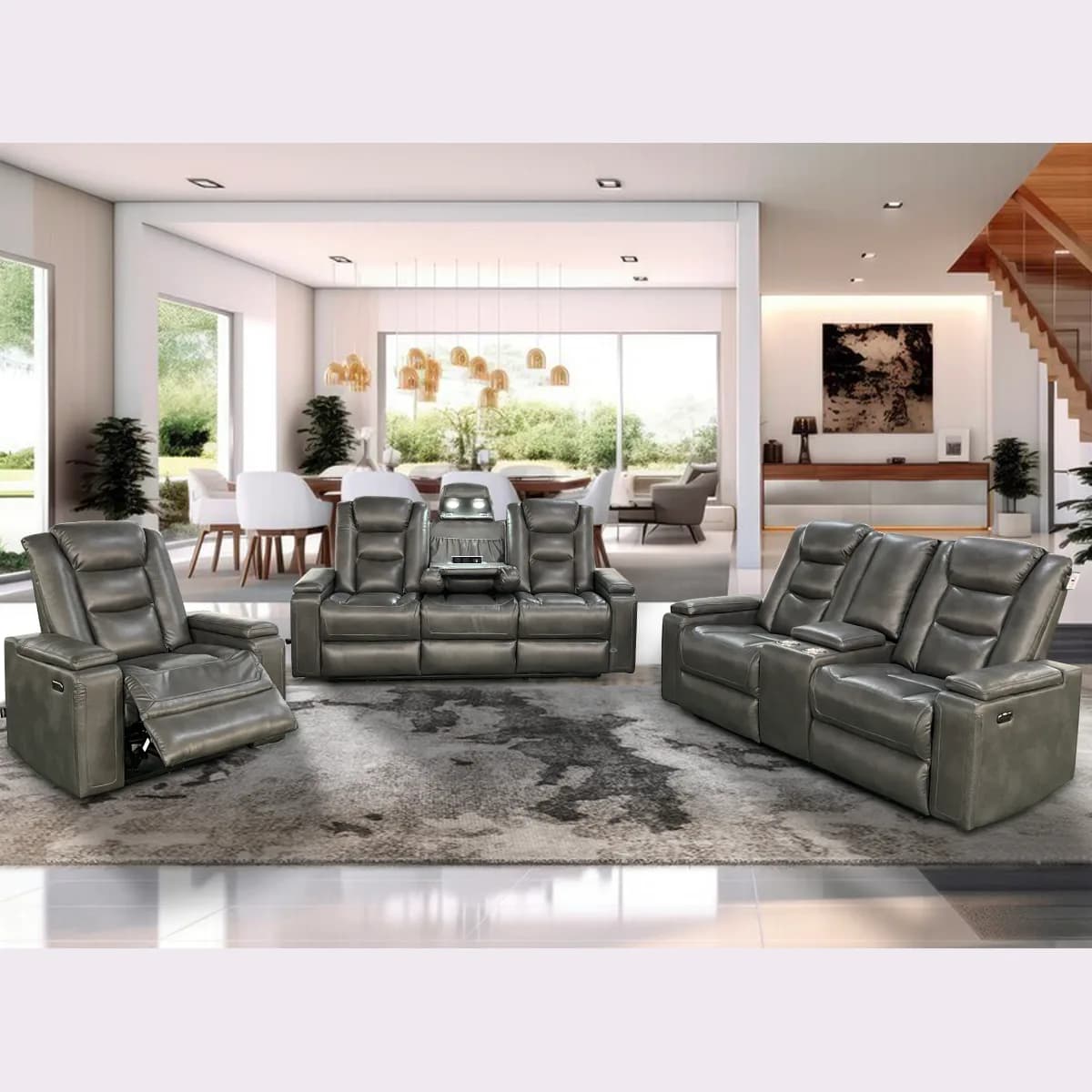 Recliner Sofa Set - Grey