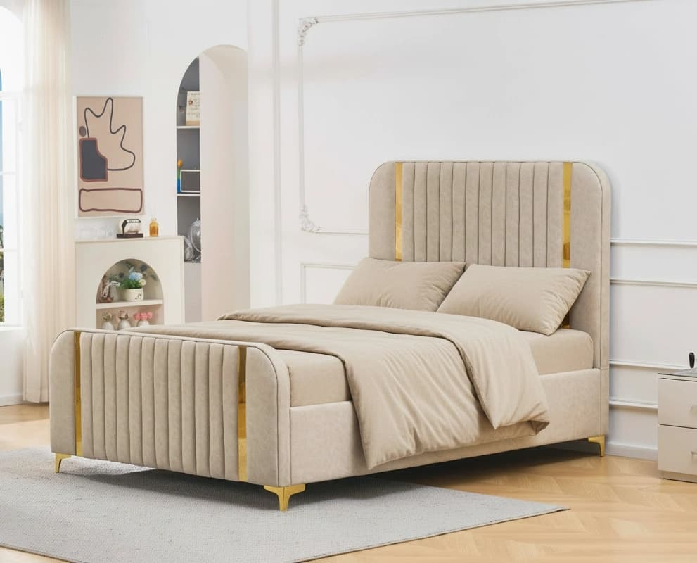 Velvet Headboard Bed