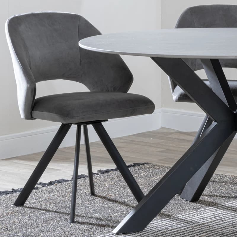 Swivel Dining Chairs - Velvet Upholstered