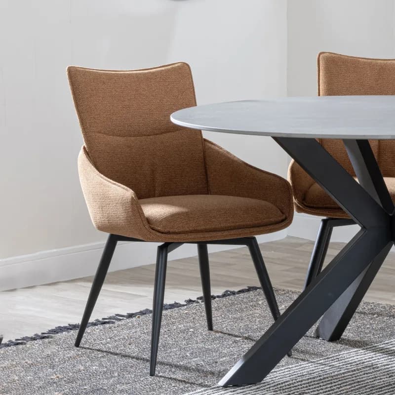 Orange velvet dining chairs - Rotating