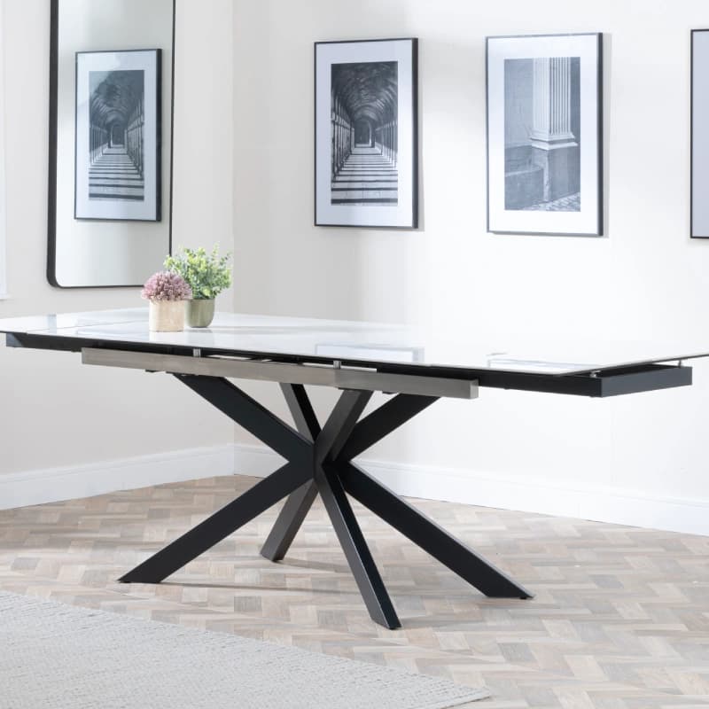 Star leg dining table - White Extendable