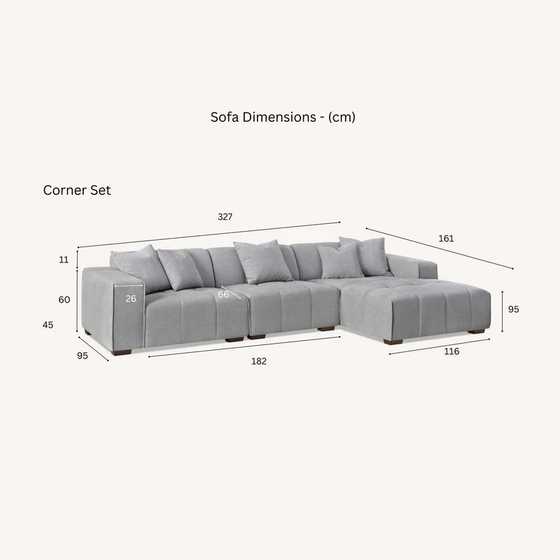 the dimensions of boucle corner sofa