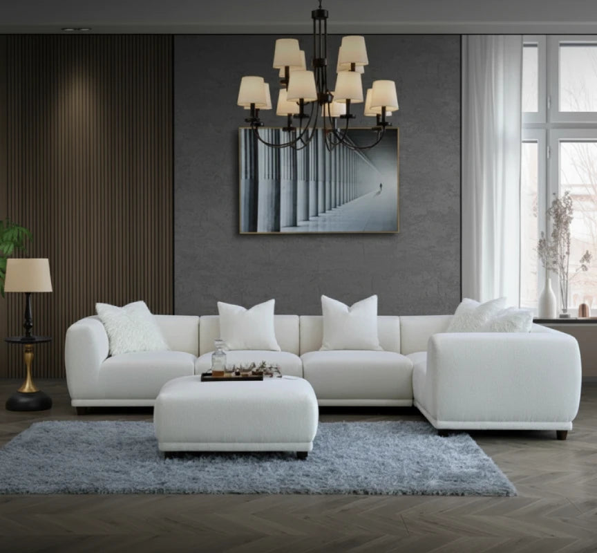 nice white corner sofa with footstool