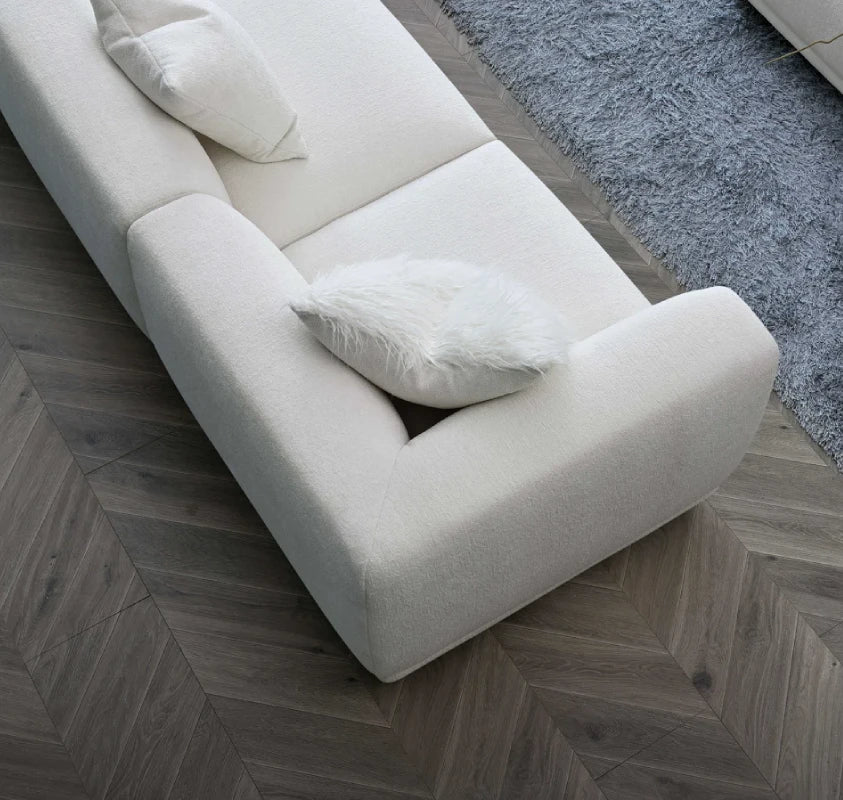 top view of white corner sofa