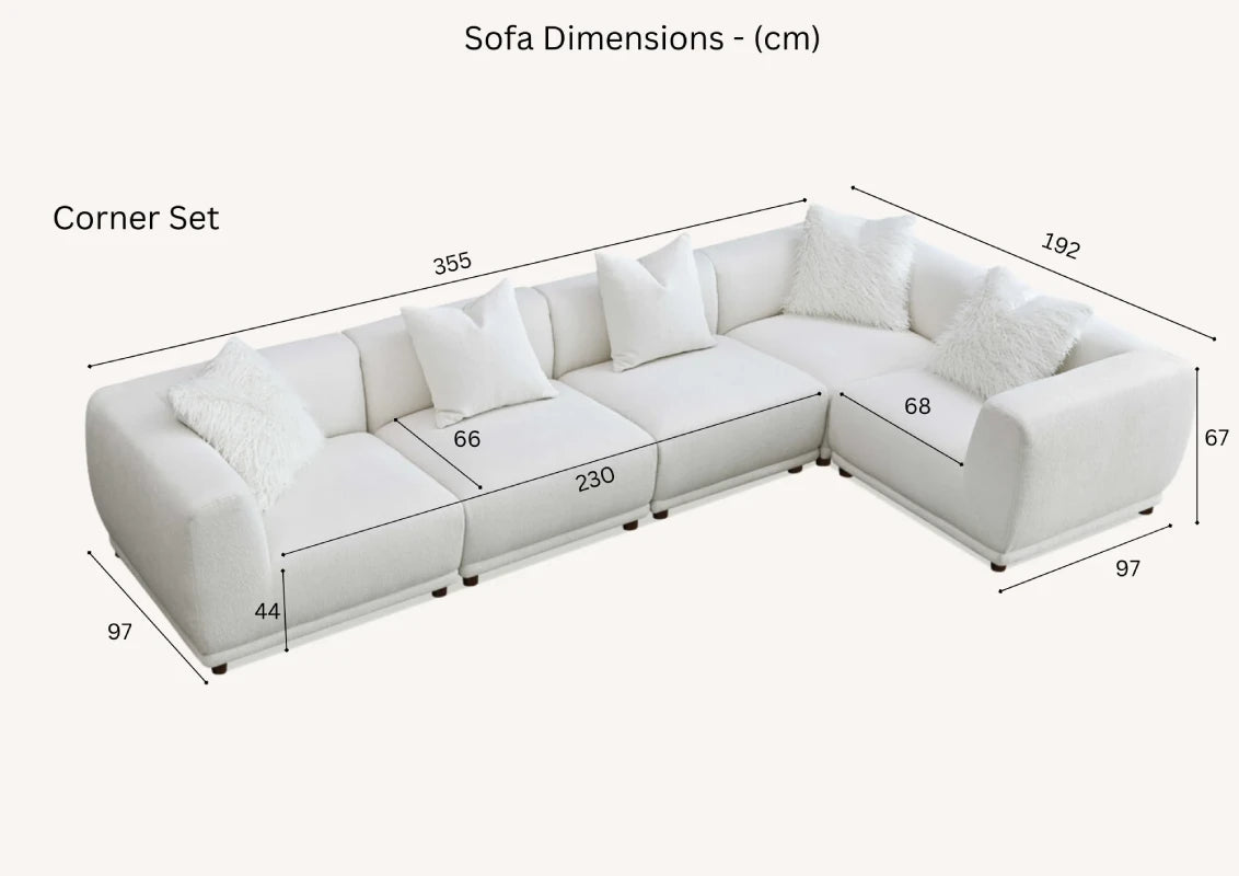 white sofa with sizes di