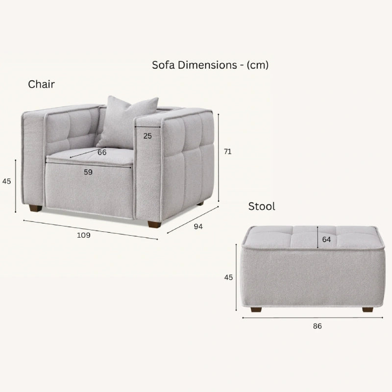 neutral colour sofa chair and footstool