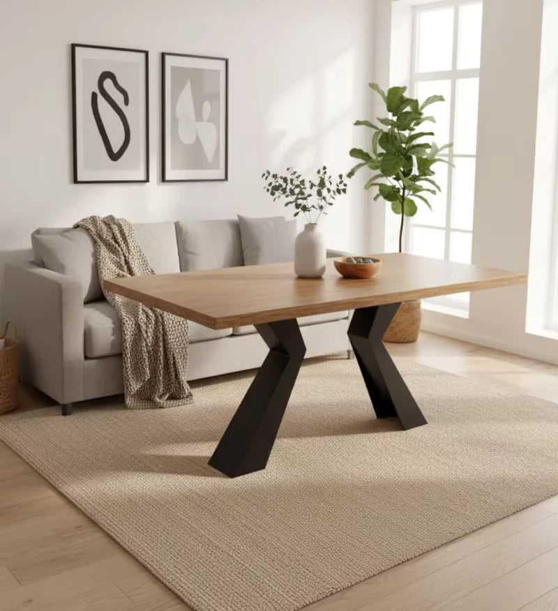 scandinavian style dining table in a room