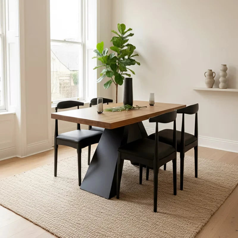 scandinavian style dining table in a bright space