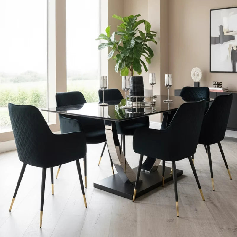stone top dining table in a clean space