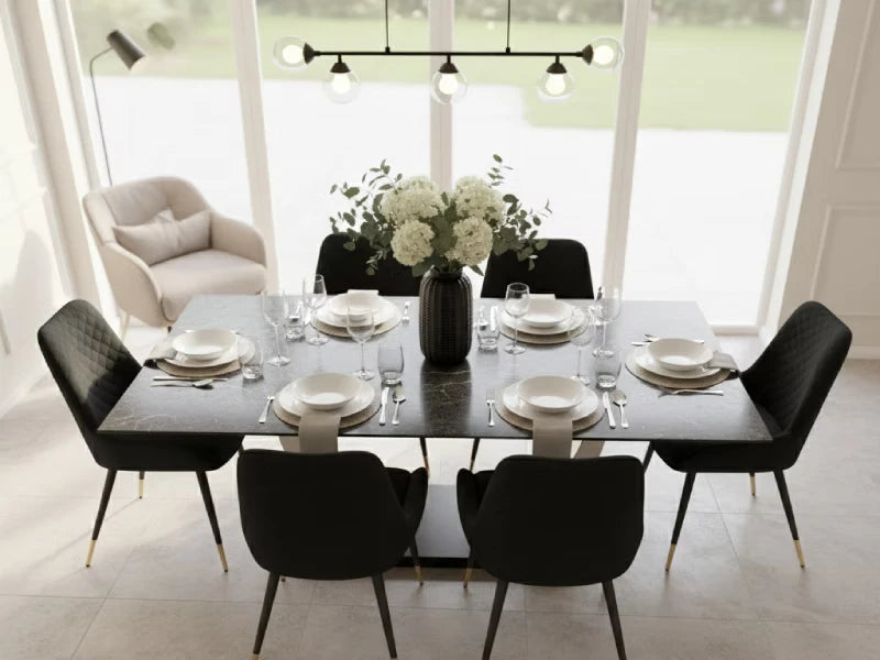 stone top dining table top view
