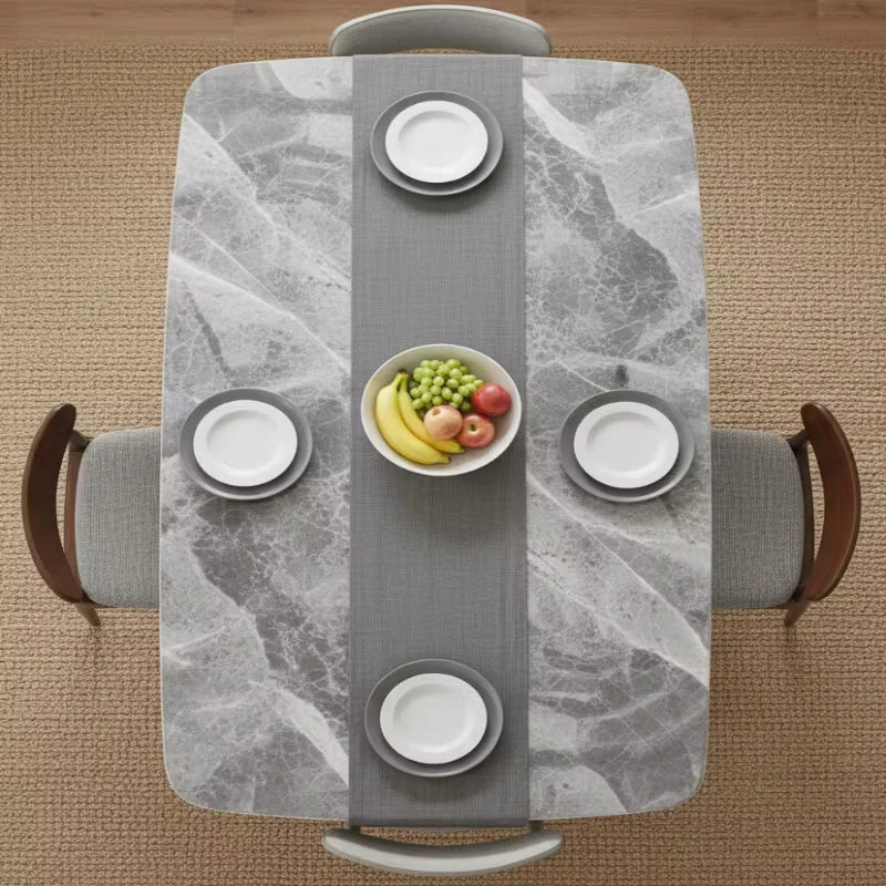 top view of the marble dining table in a cosy home