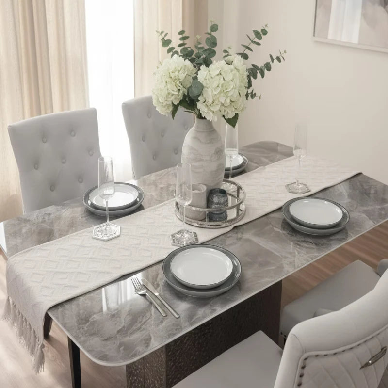 marble dining table top close up