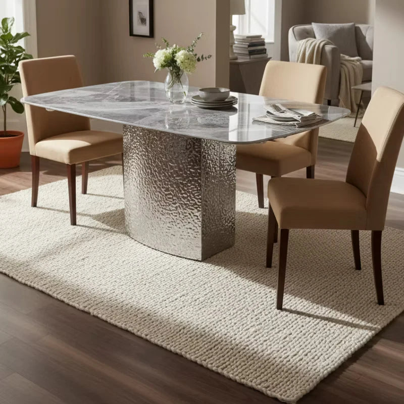 marble dining table top in cosy room