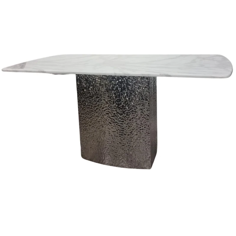 white marble dining table top in a white background