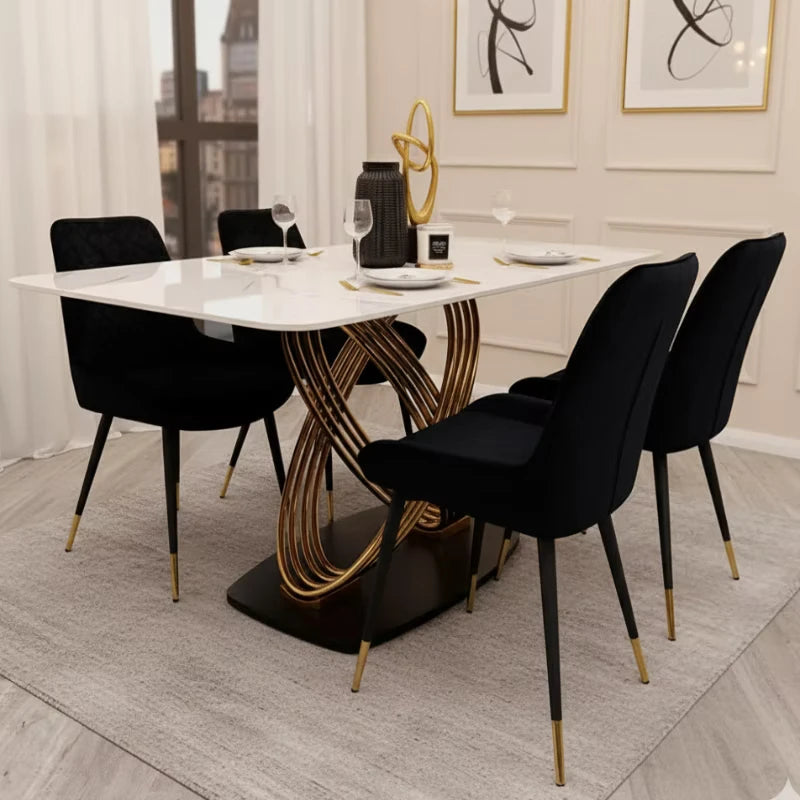 Luxury Dining Table with Interlinking Gold Rings in a house interior