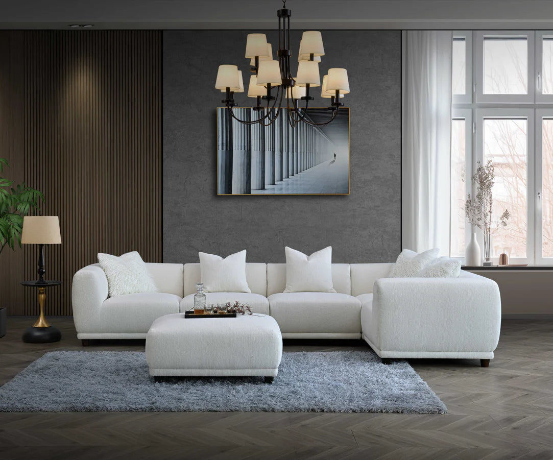 our beautiful Ottoman in Polar Boucle