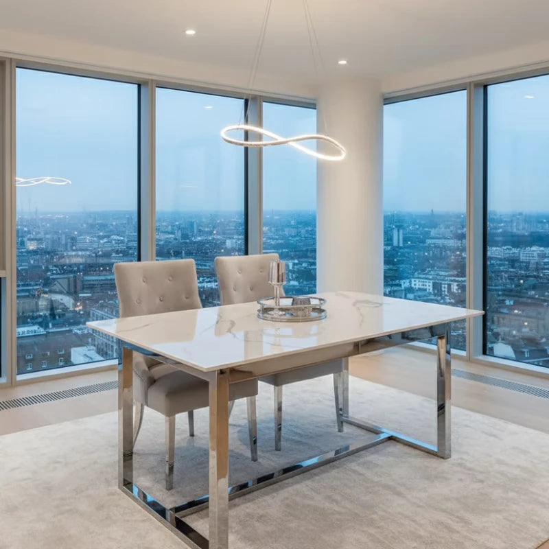 Chrome Dining Table in pent house