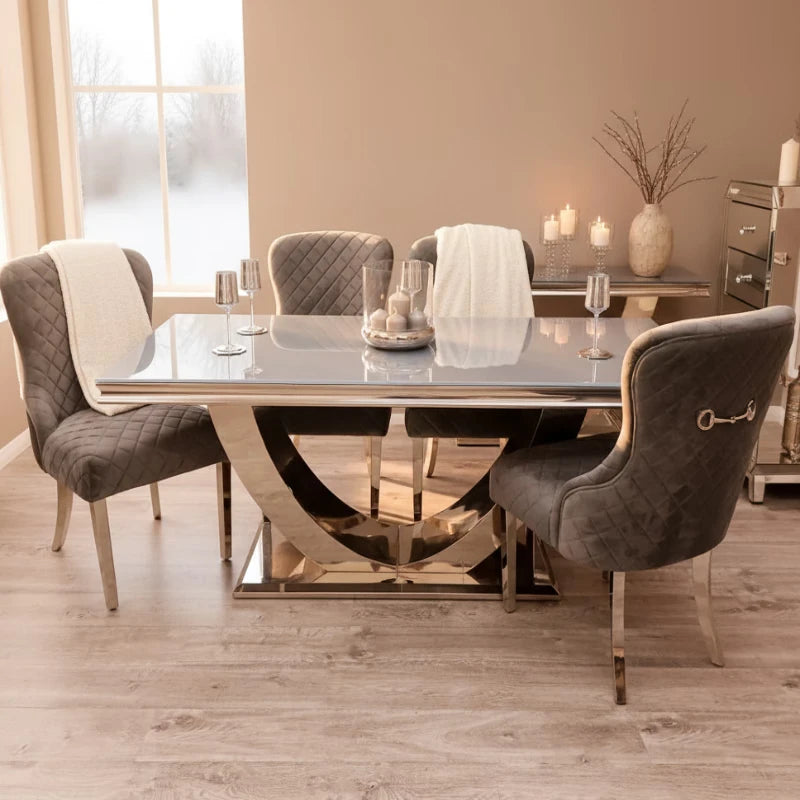 Dining Table with Steel legs in a home at winter