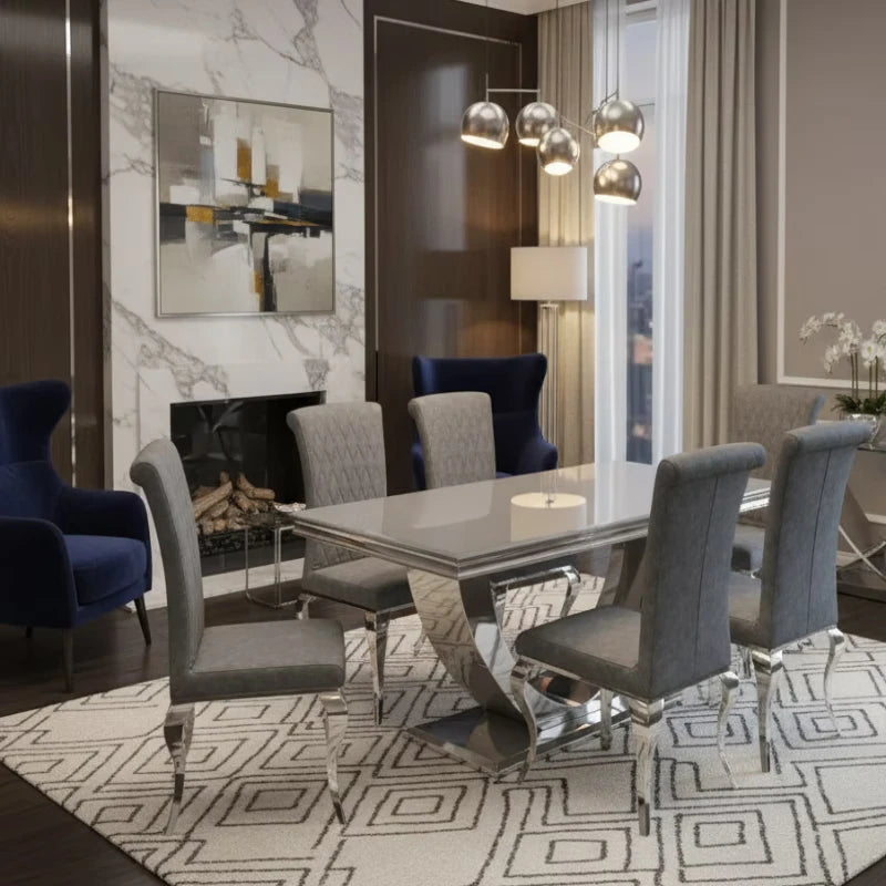 Dining Table with Steel legs in a hotel
