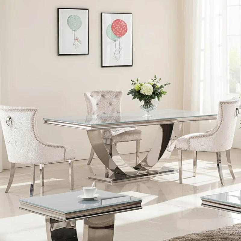 Dining Table with Steel legs in a summer home