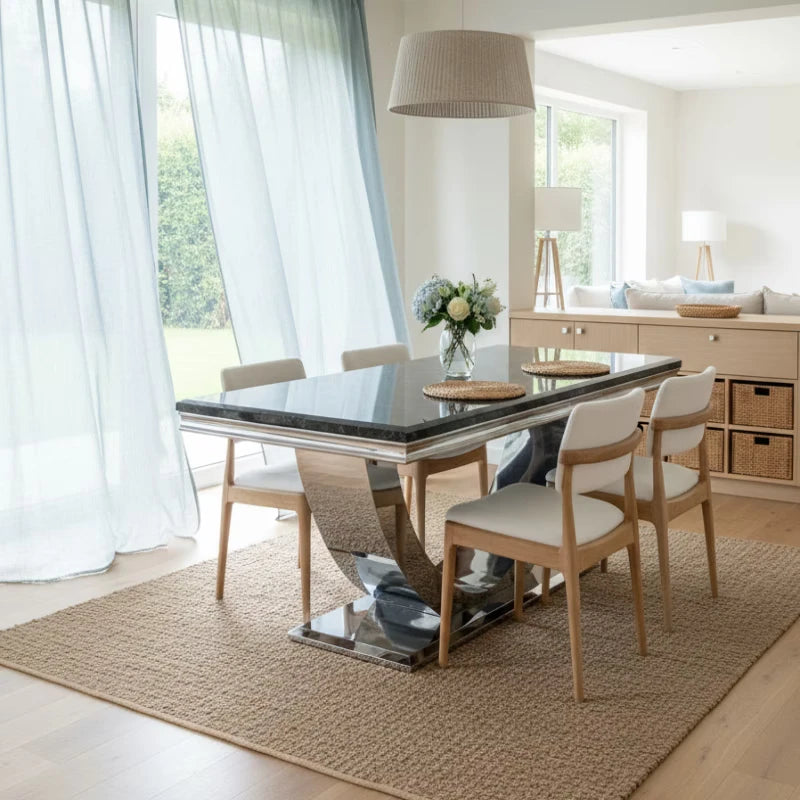 Dining Table with Steel legs in a vacation home