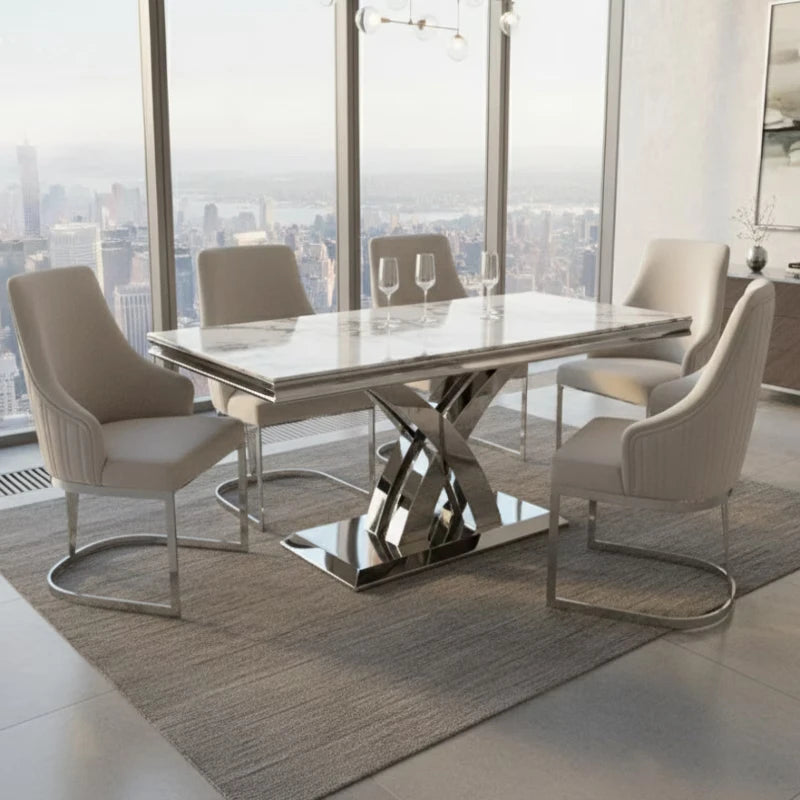 Dining table with marble top in pent house