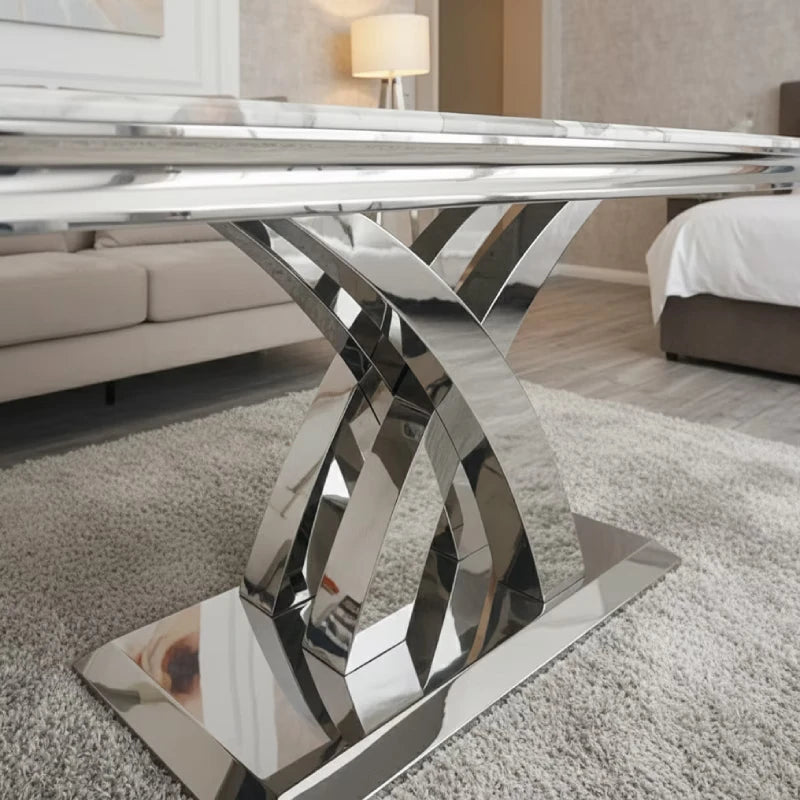 Dining table with marble top leg