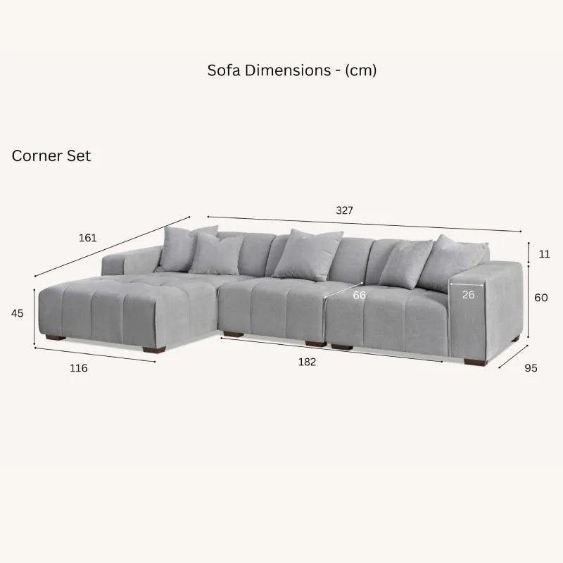 grey left hand corner sofa dimensions