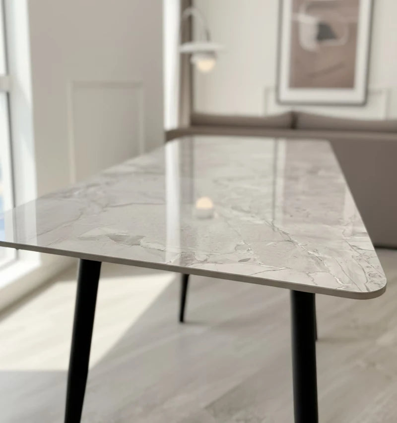 Dining table with Black Legs angled shot