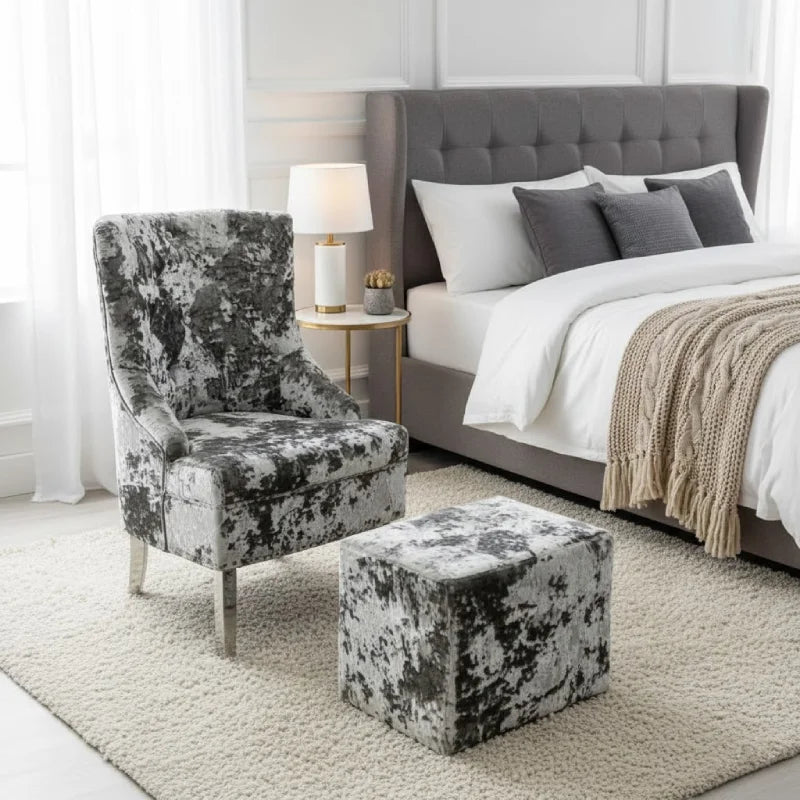 crushed silver velvet chair