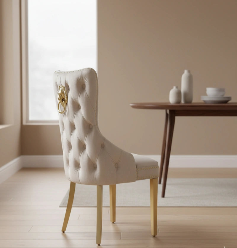 Gold Chair Dining Chair Lion Knocker