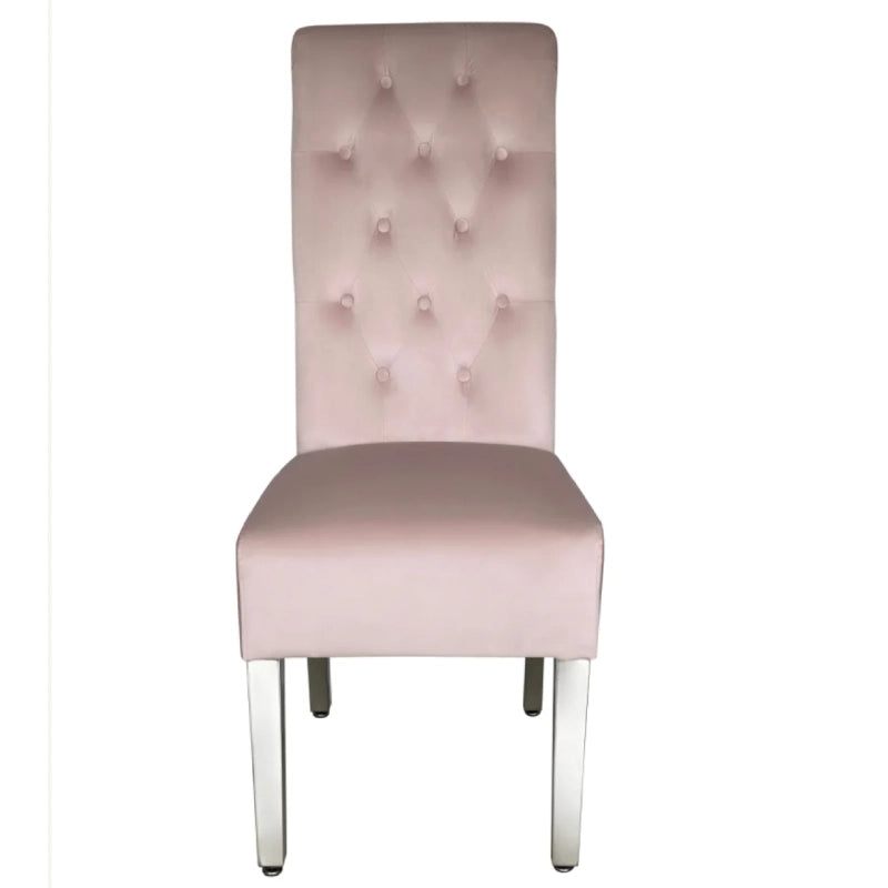 pink dining chair – front view