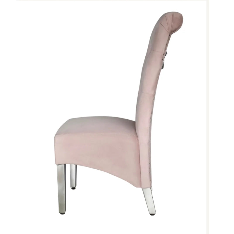 pink dining chair – side view