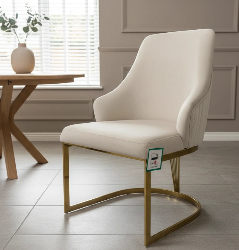 Chelmsford Mink And Gold Velvet Dining Chair front view